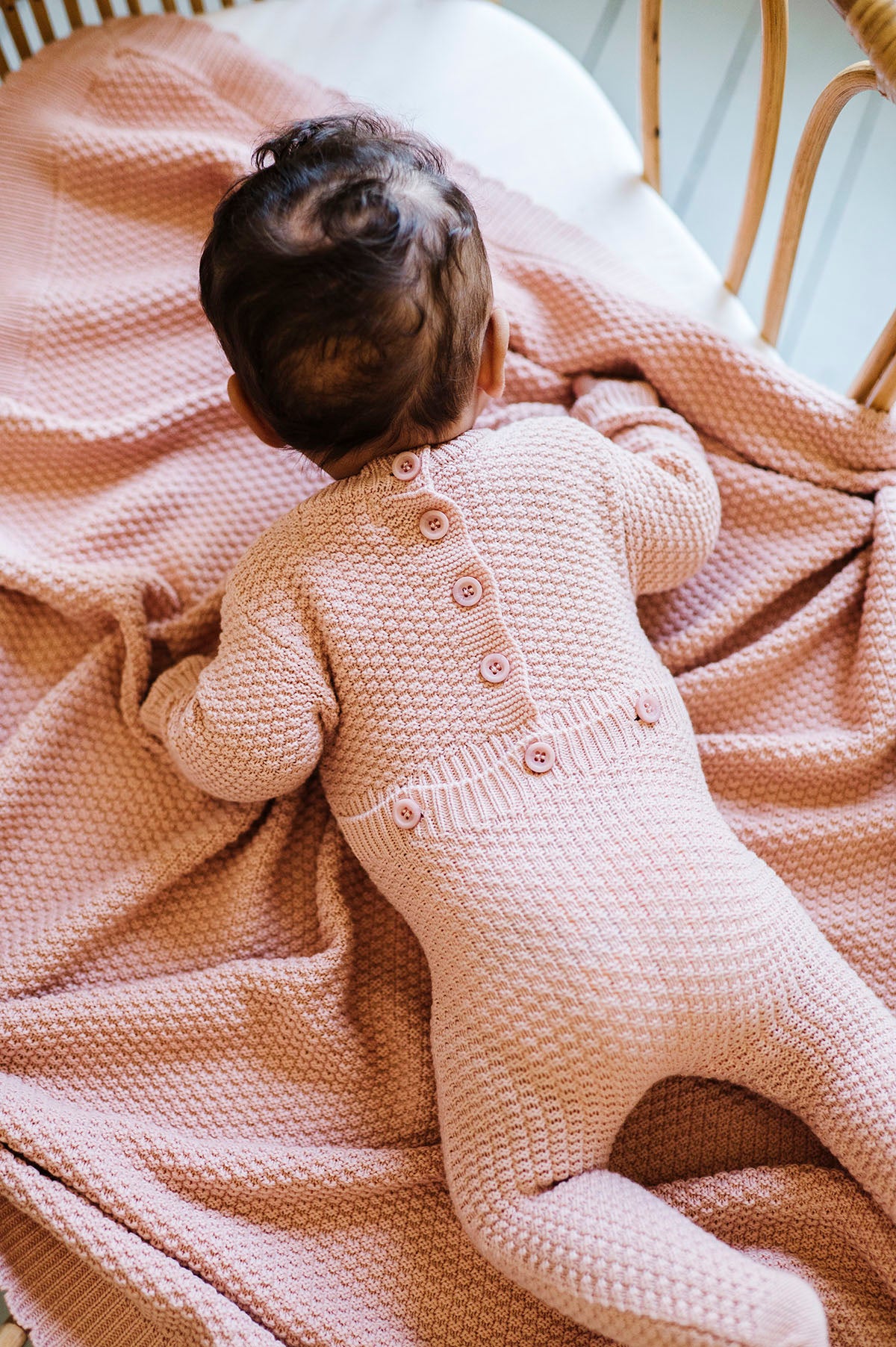 Moss Knit Pink Footie