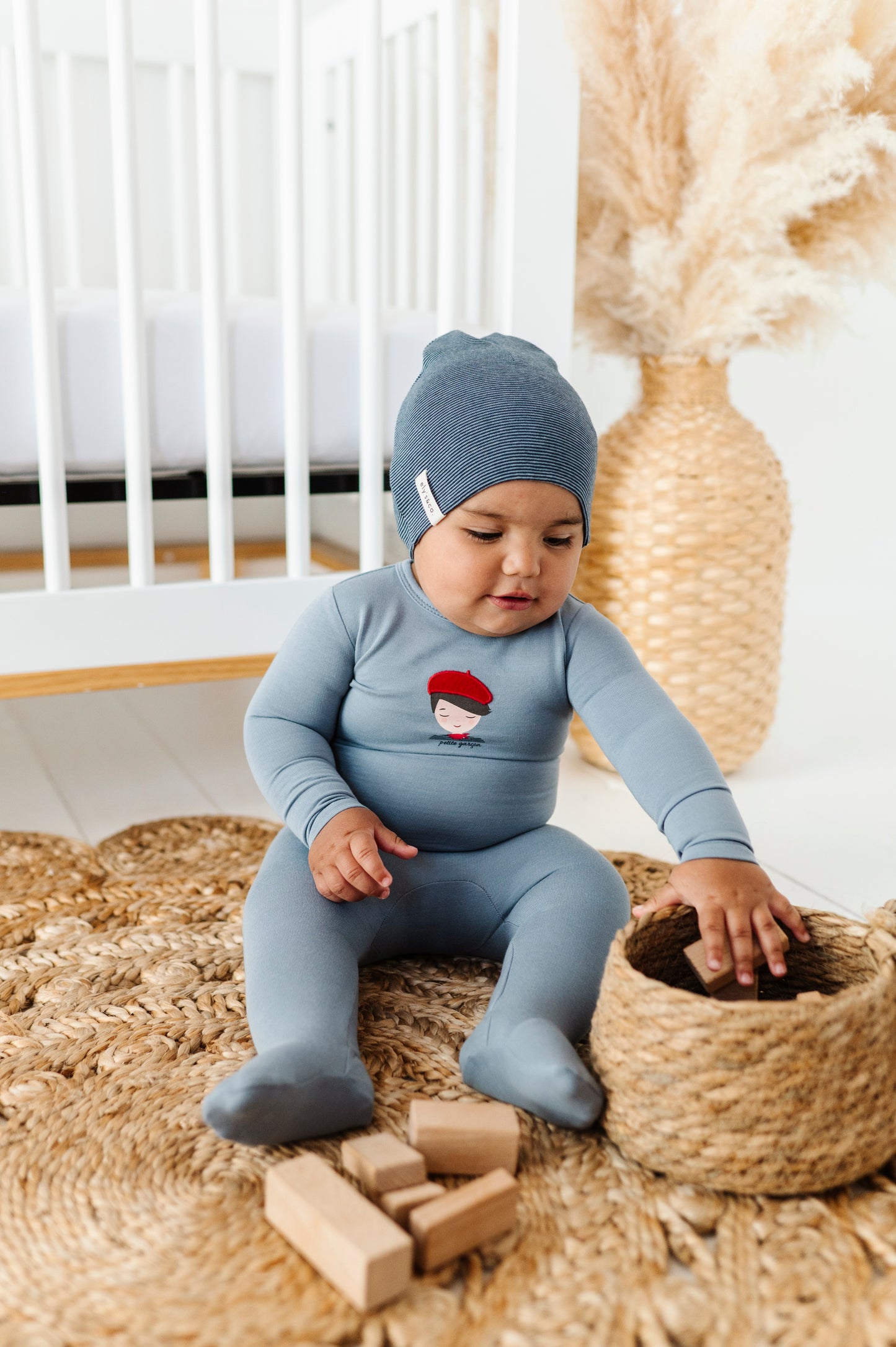 French Terry French Boy Footie + Beanie