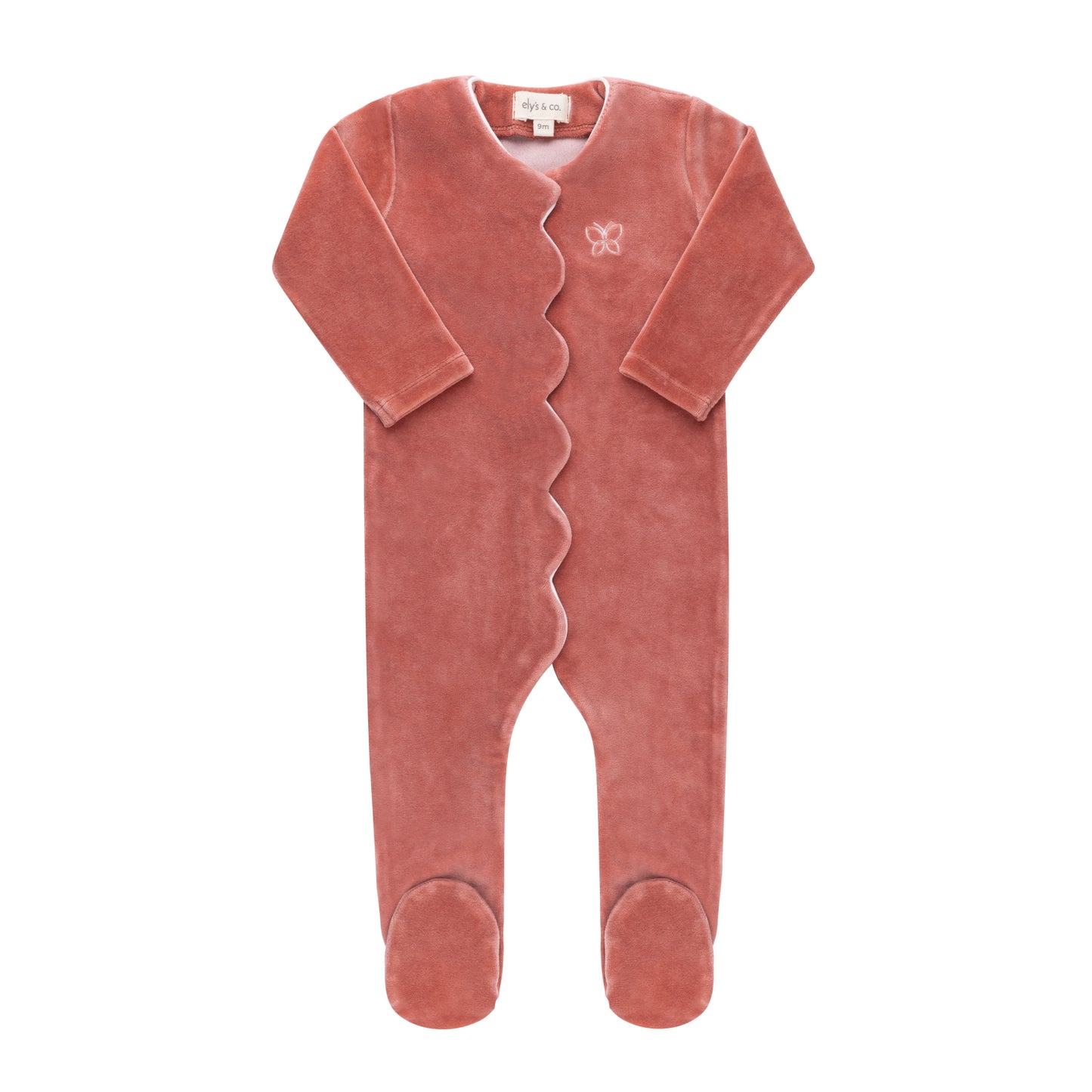 Velour Embroidered Butterfly Footie