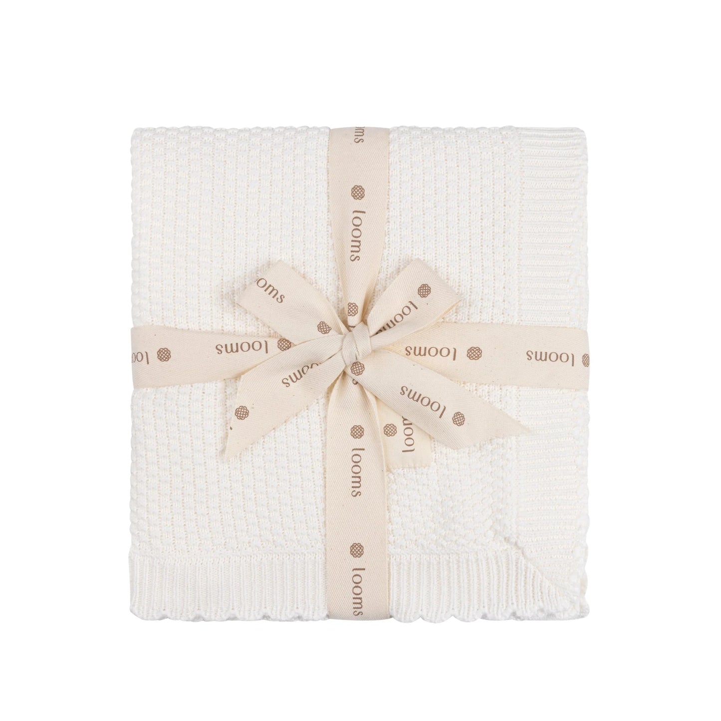 Moss Knit Ivory Blanket