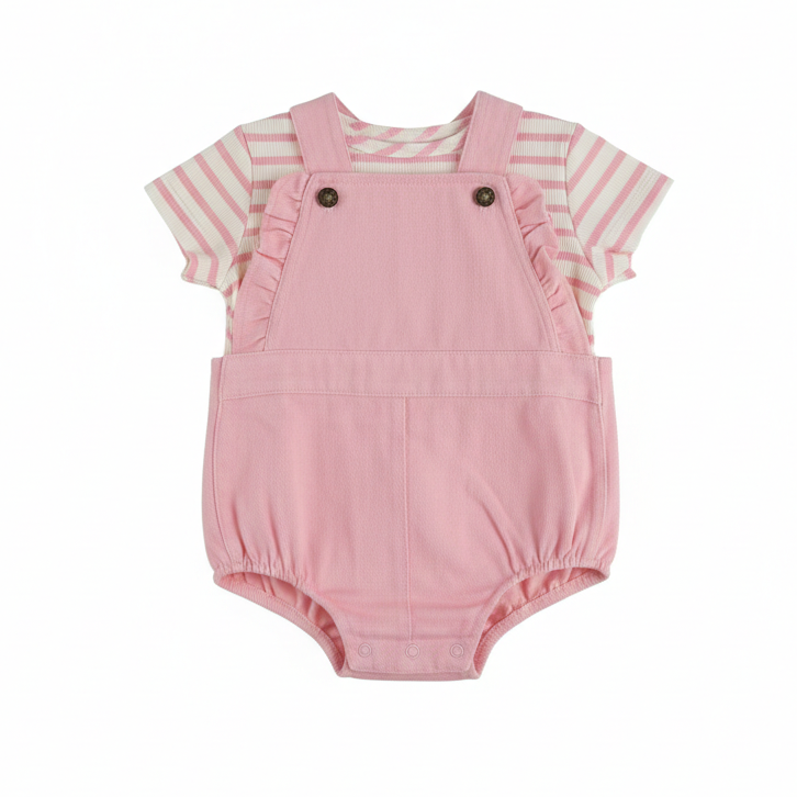 Belle Girls Striped Tee + Romper Set