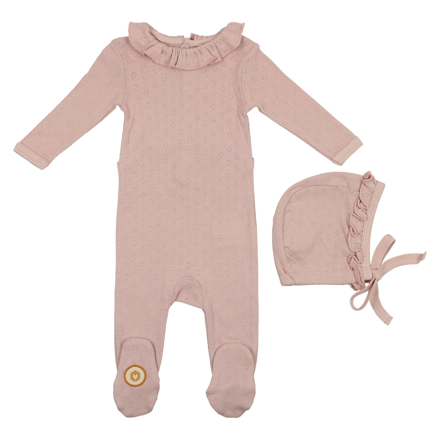 Ruffled Pointelle Footie + Hat