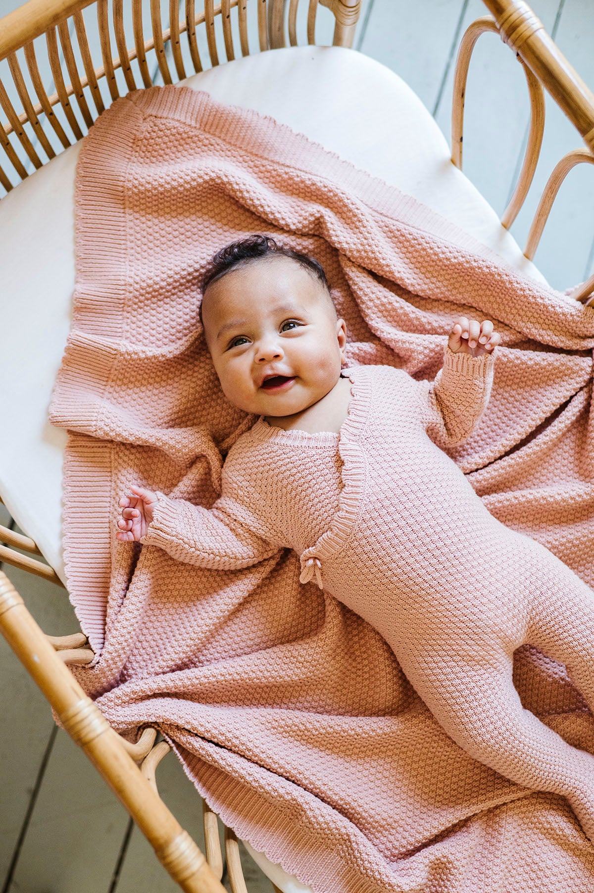 Moss Knit Pink Footie