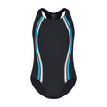 Girls One Piece Bathing Suit - Black/Aqua - Flamingo