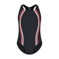 Girls One Piece Bathing Suit - Black/Coral - Flamingo