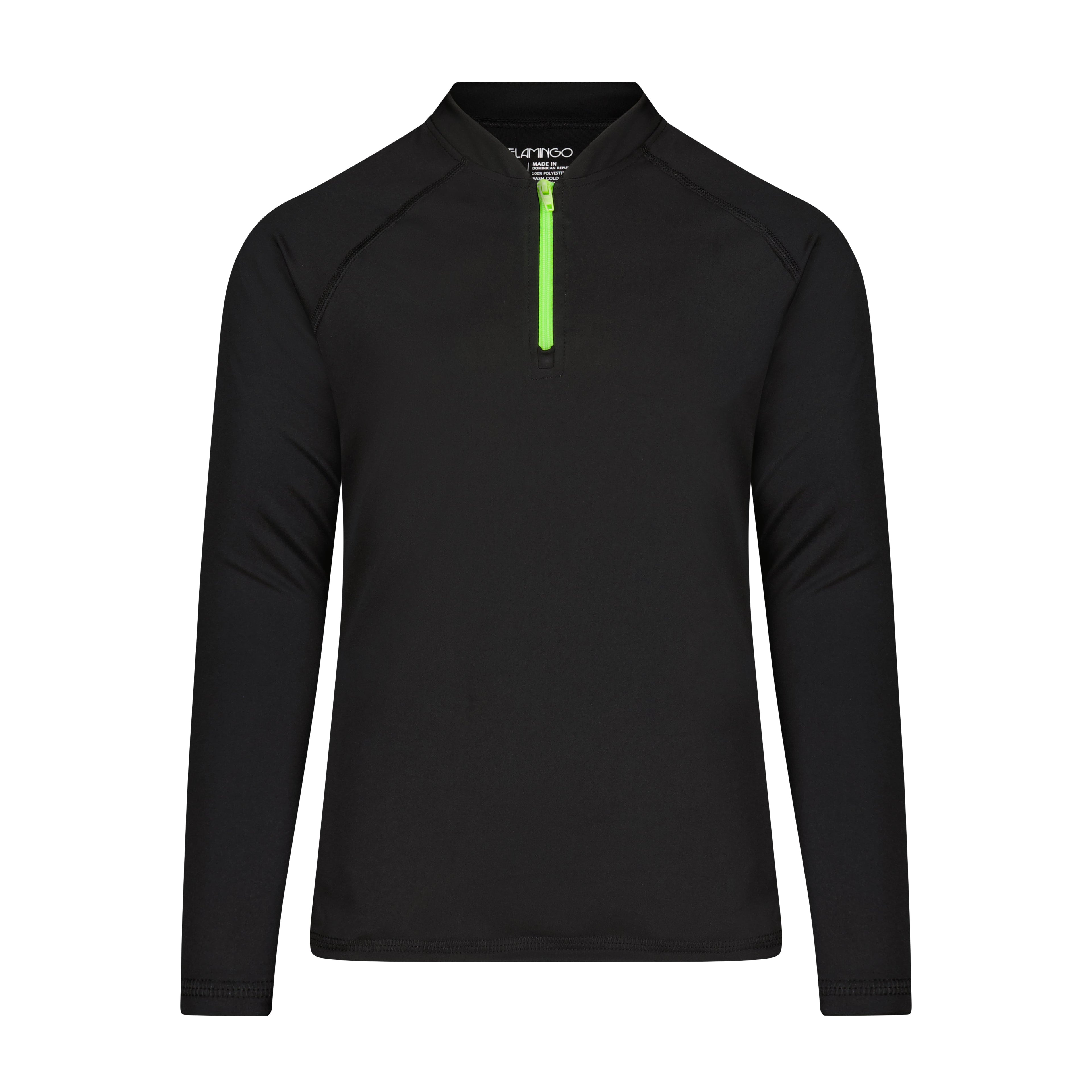 Flamingo Girls Half Zip Logo Top - Neon Green