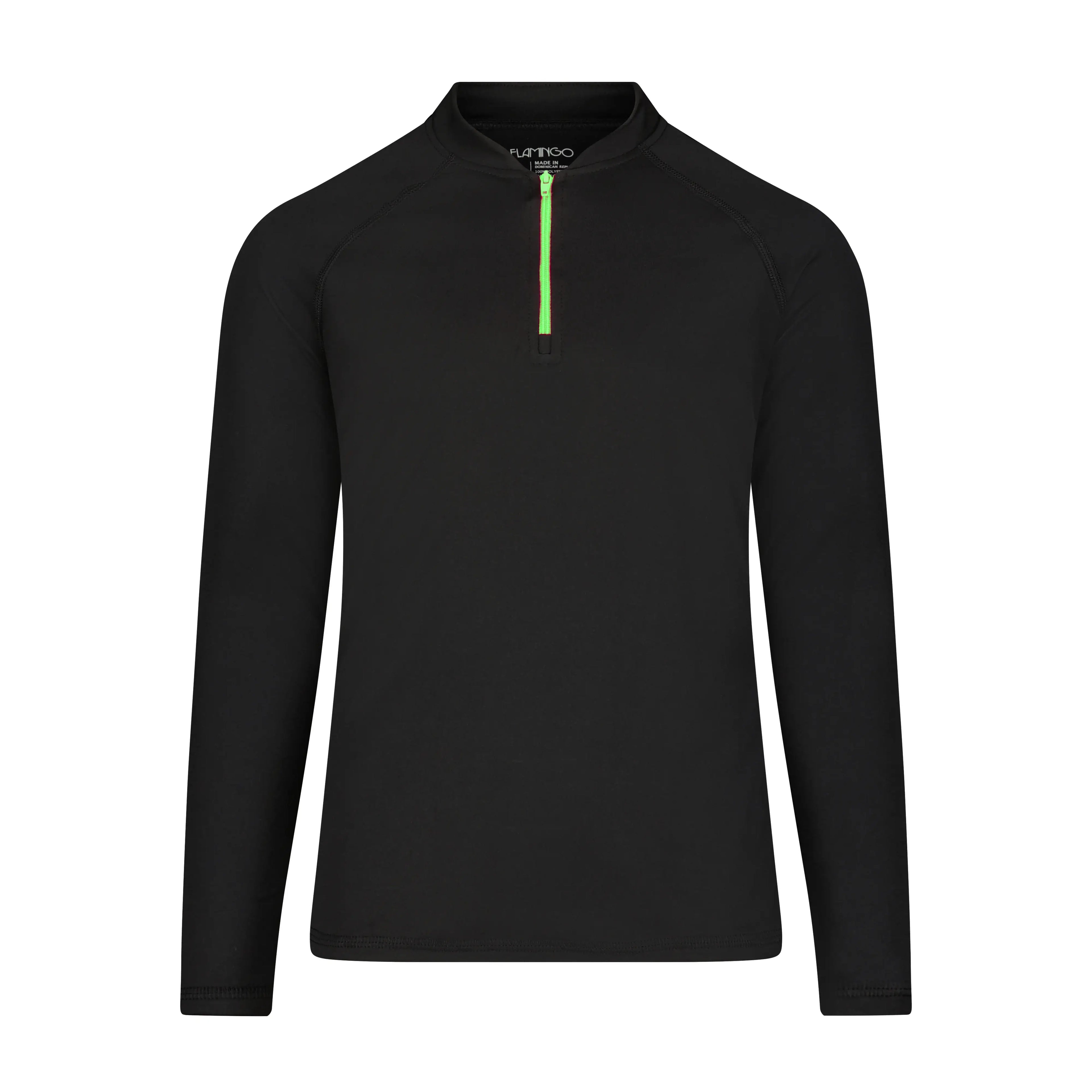 Flamingo Girls Half Zip Logo Top - Neon Green