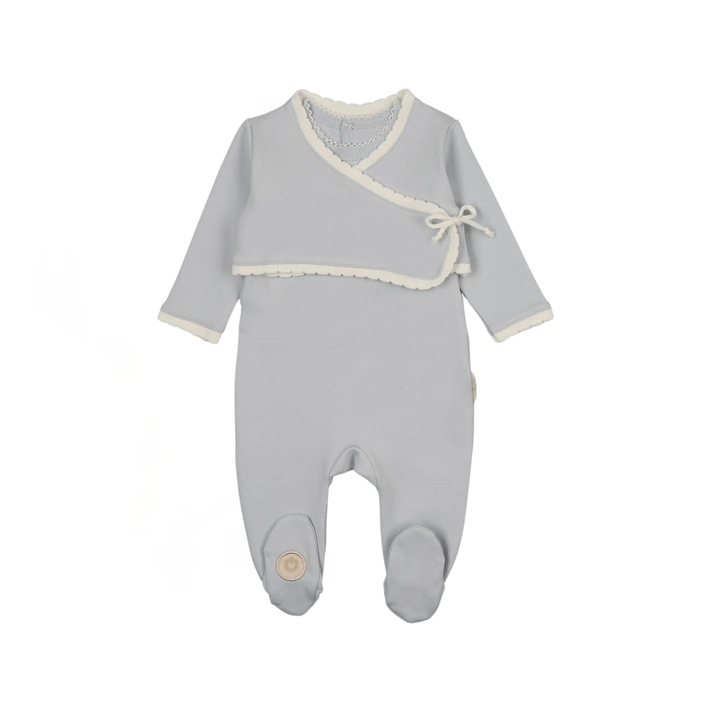 Scalloped Wrap Cardigan Footie & Hat Set
