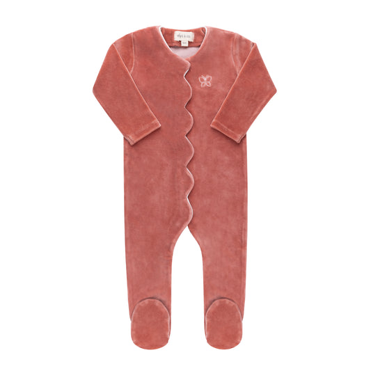 Velour Embroidered Butterfly Footie