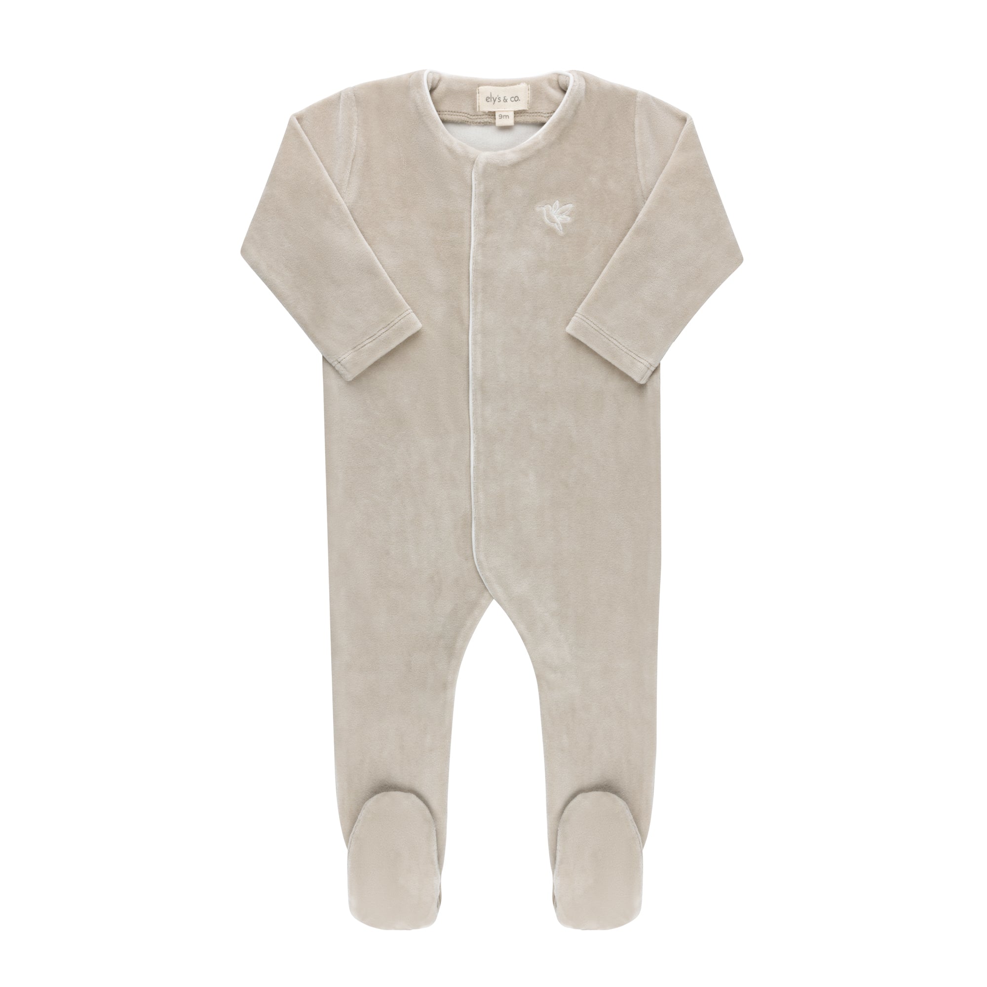 Velour Embroidered Bird Footie