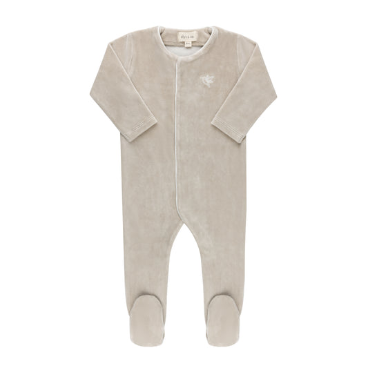 Velour Embroidered Bird Footie