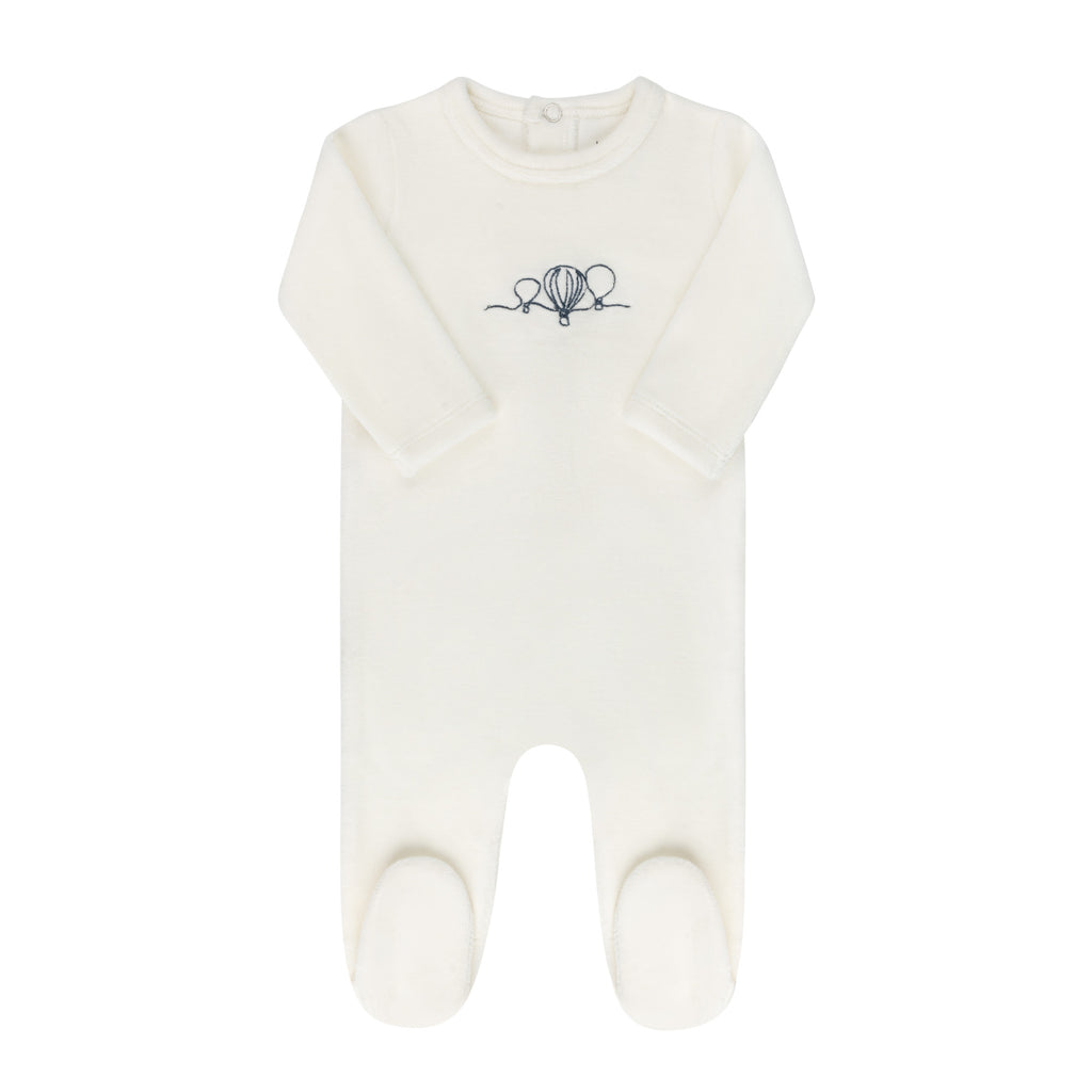 Ely's & co Velour Embroidered Hot Air Balloon Footie