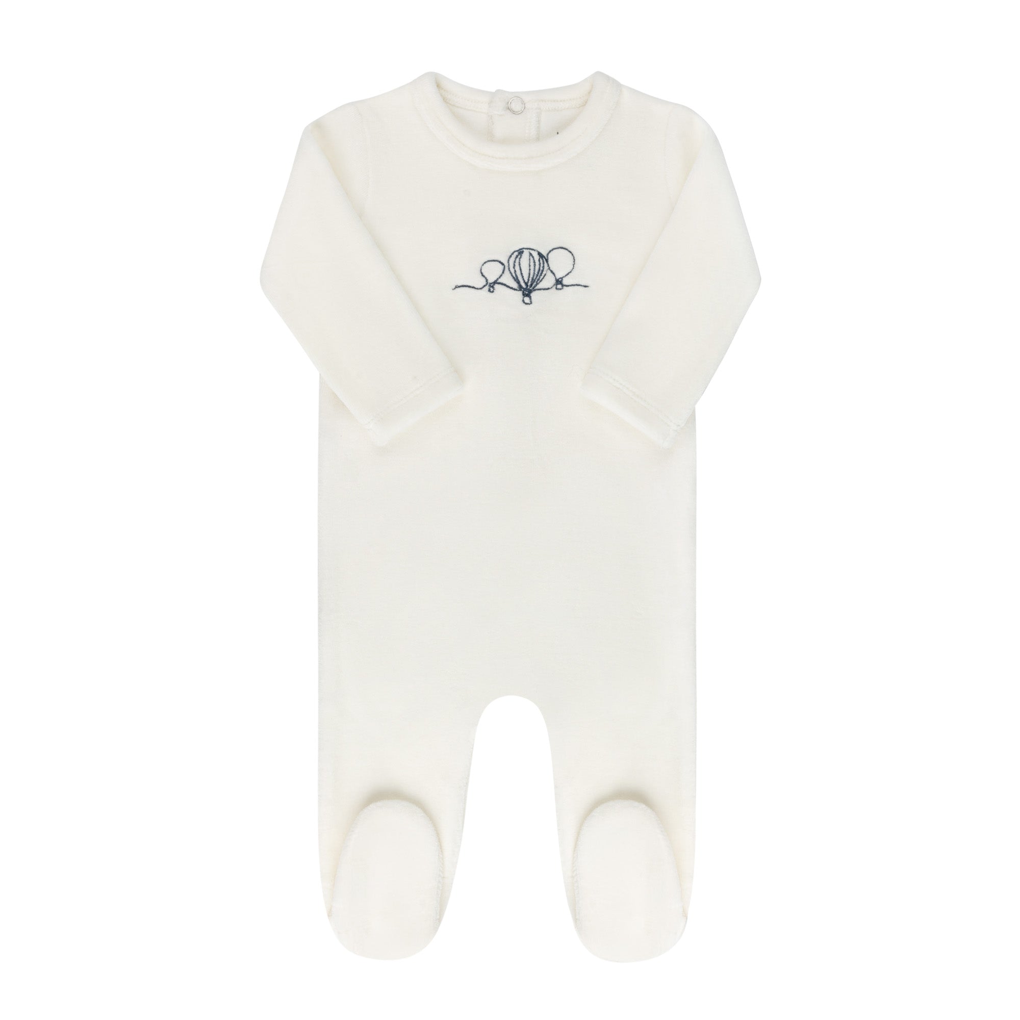Ely's & co Velour Embroidered Hot Air Balloon Footie