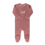 Ely's & co Velour Embroidered Flowers Footie + Bonnet