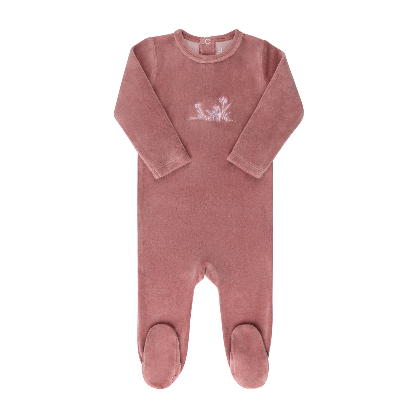 Ely's & co Velour Embroidered Flowers Footie + Bonnet