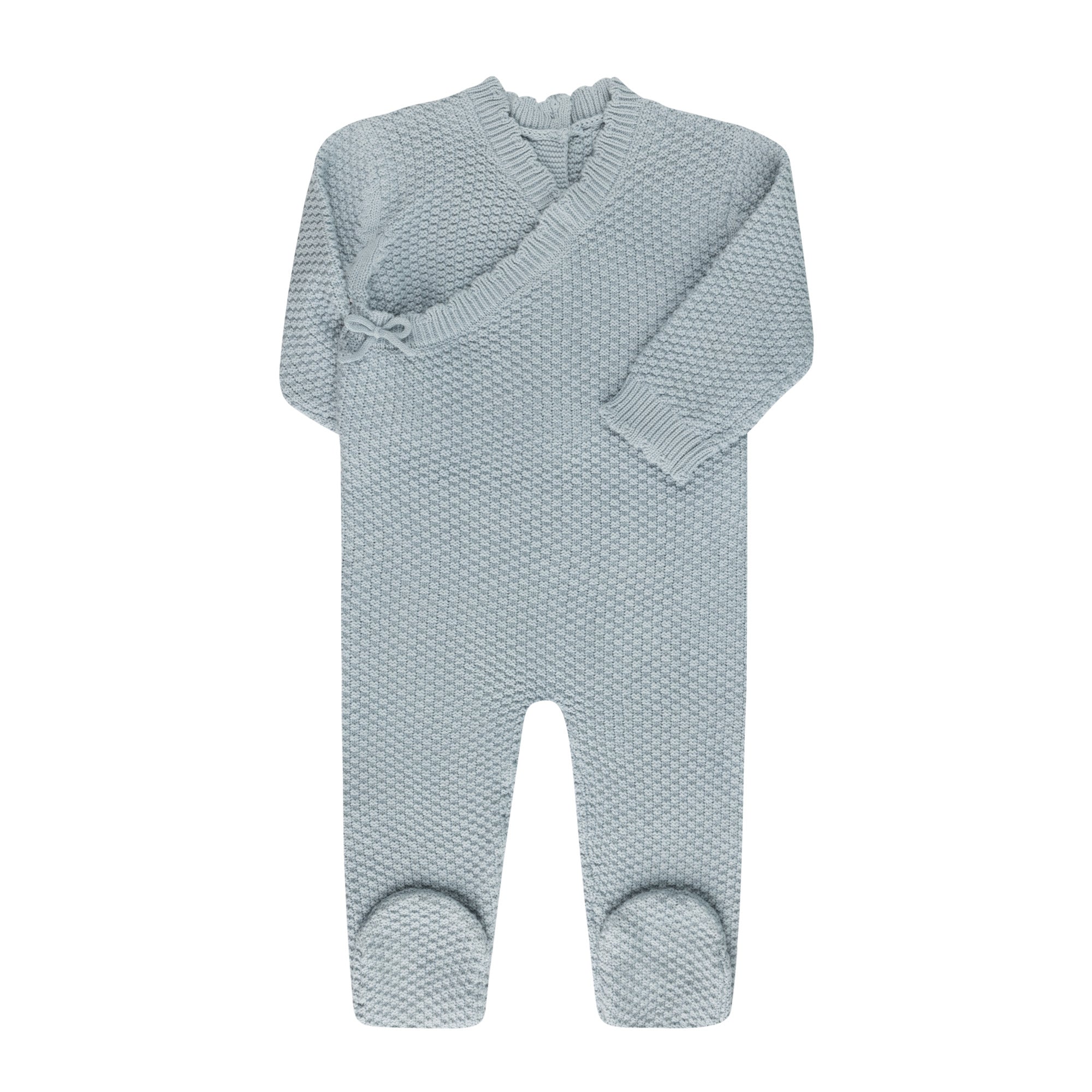 Moss Knit Blue Footie