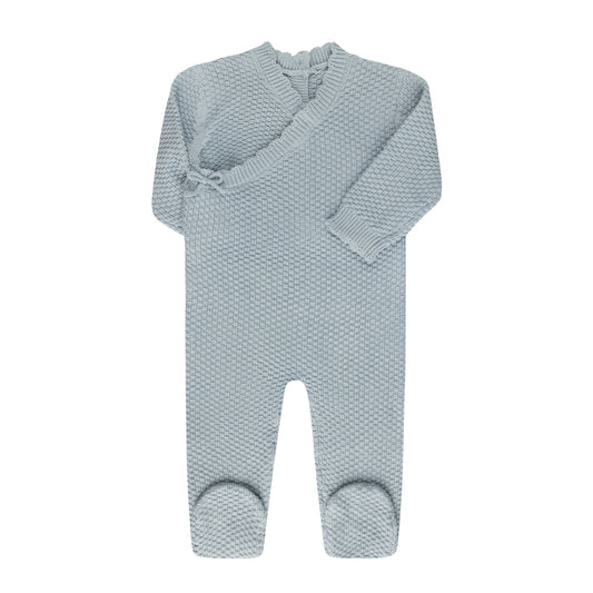Moss Knit Blue Footie