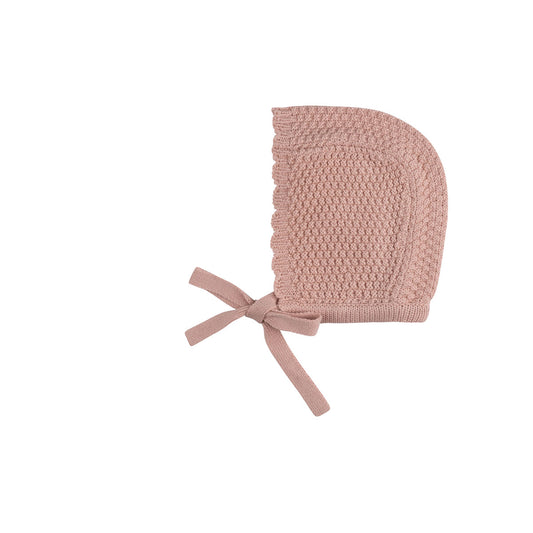 Moss Knit Pink Bonnet