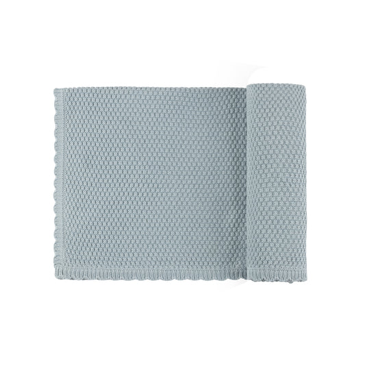 Moss Knit Blue Blanket