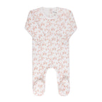 Velour Vine Pattern Pink on Ivory Footie + Bonnet