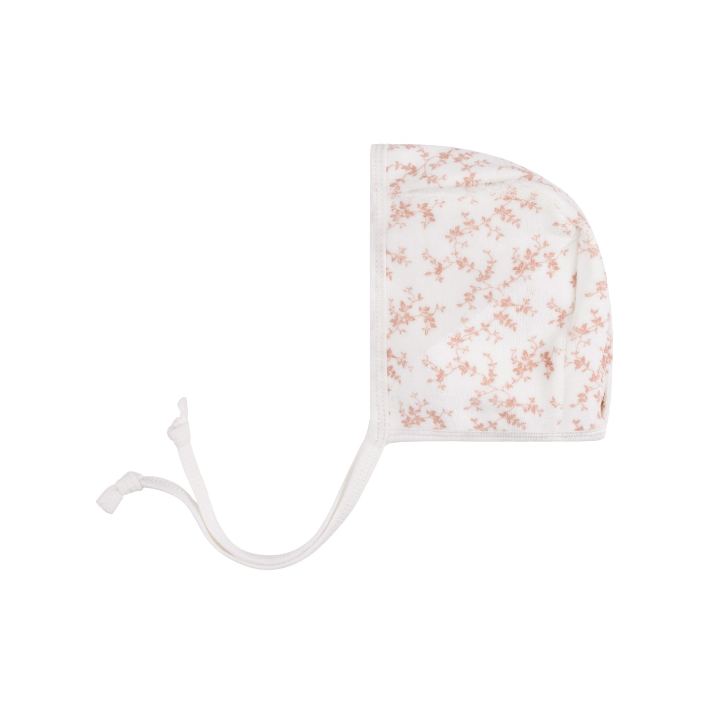 Velour Vine Pattern Pink on Ivory Footie + Bonnet