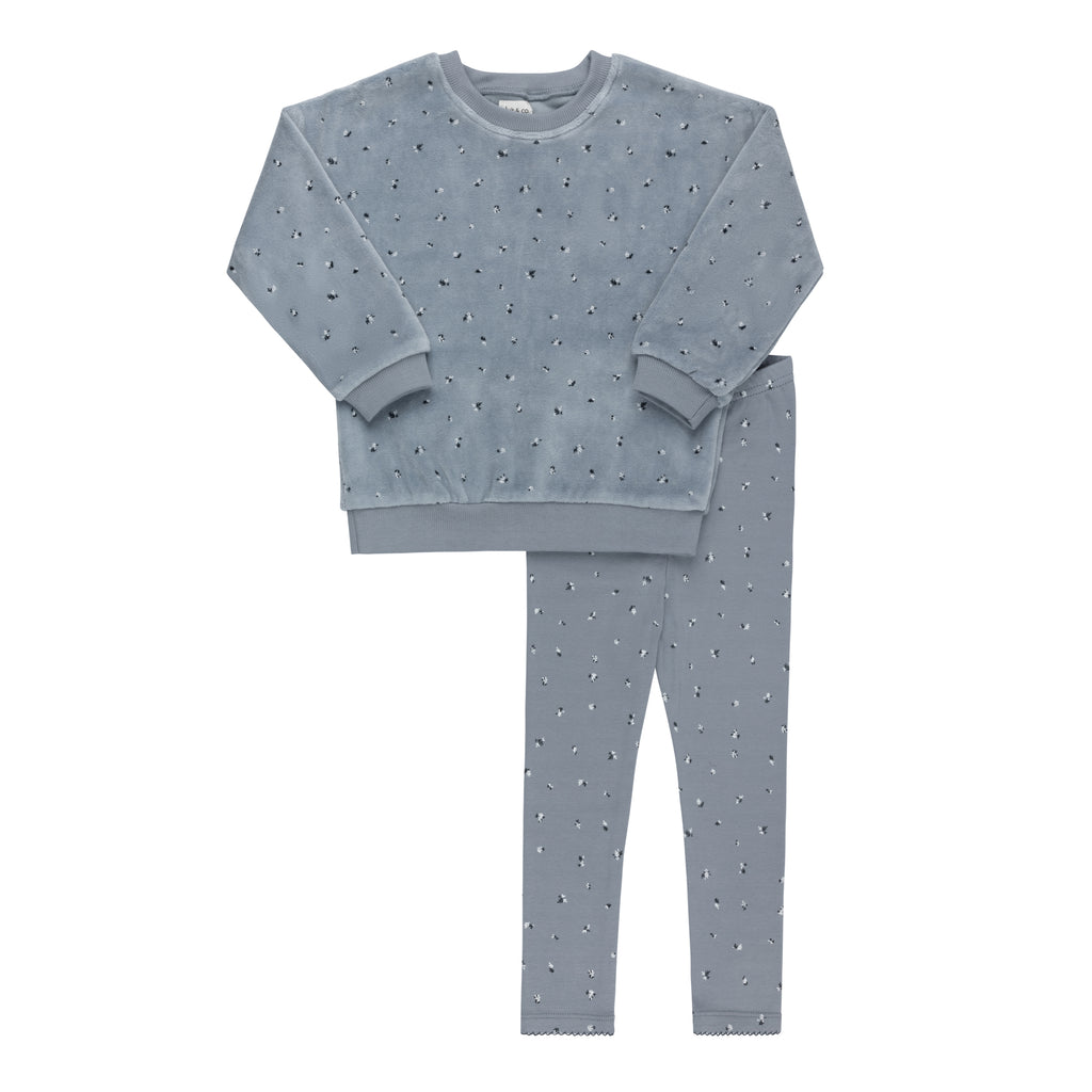 Velour Cluster Leaf Velour Top and cotton legging Lounge Set