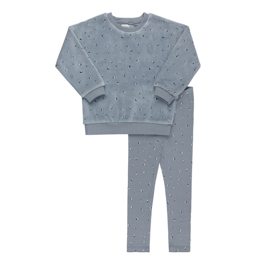 Velour Cluster Leaf Velour Top and cotton legging Lounge Set