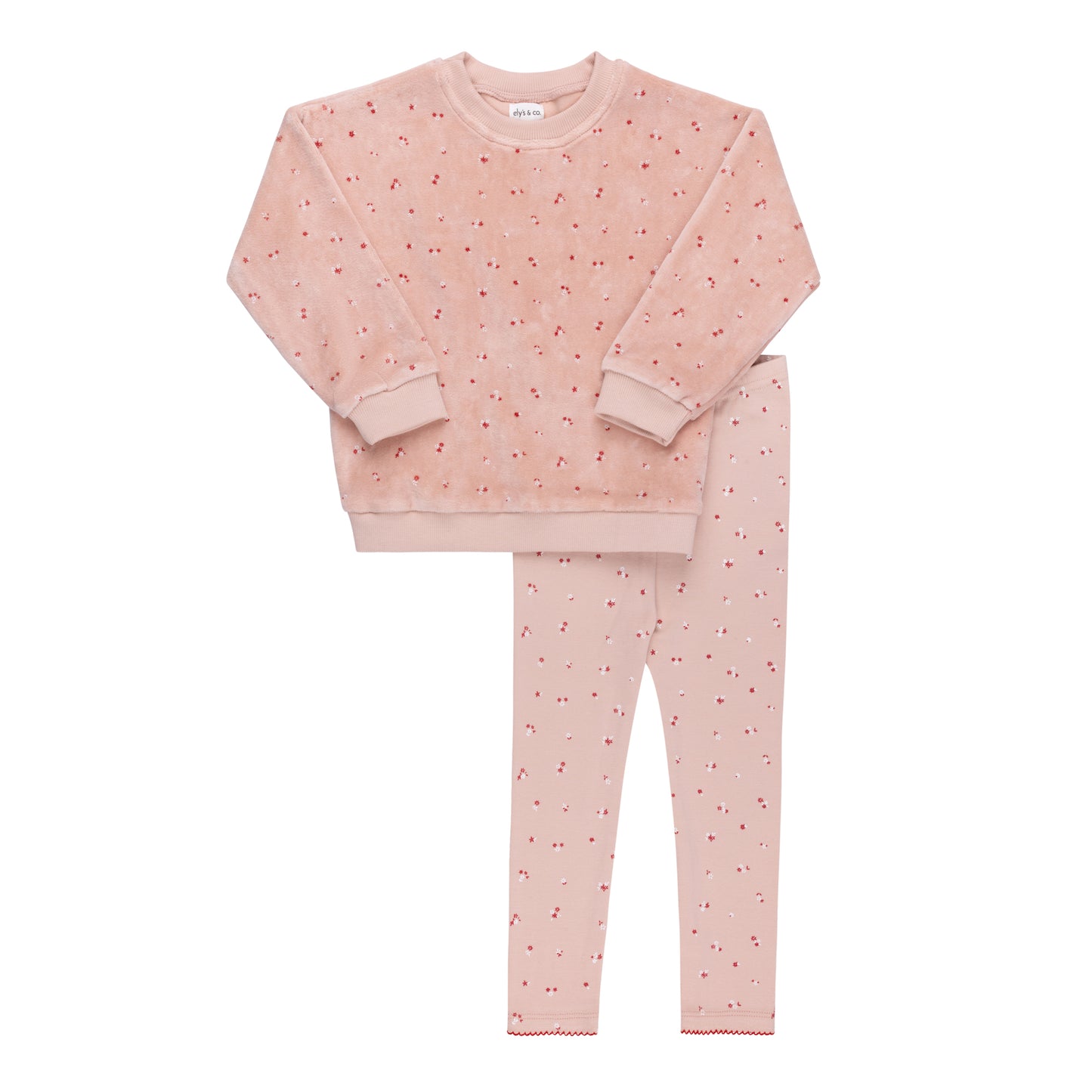 Velour Cluster Flower Velour Top and cotton legging Lounge Set