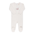 Ely's & co Velour Embroidered Flowers Footie