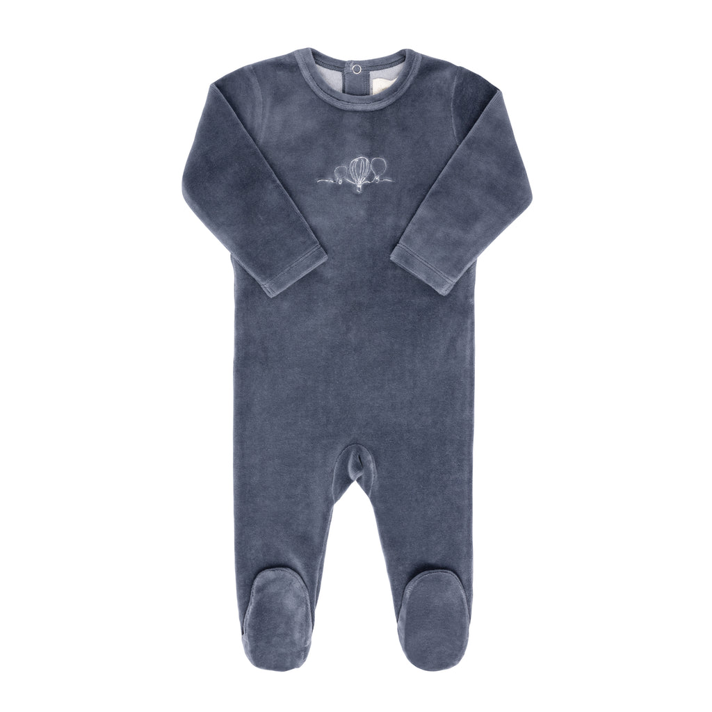 Ely's & co Velour Embroidered Hot Air Balloon Footie