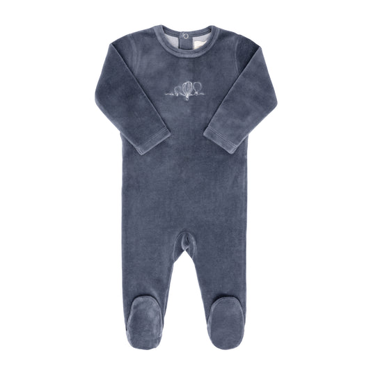 Ely's & co Velour Embroidered Hot Air Balloon Footie