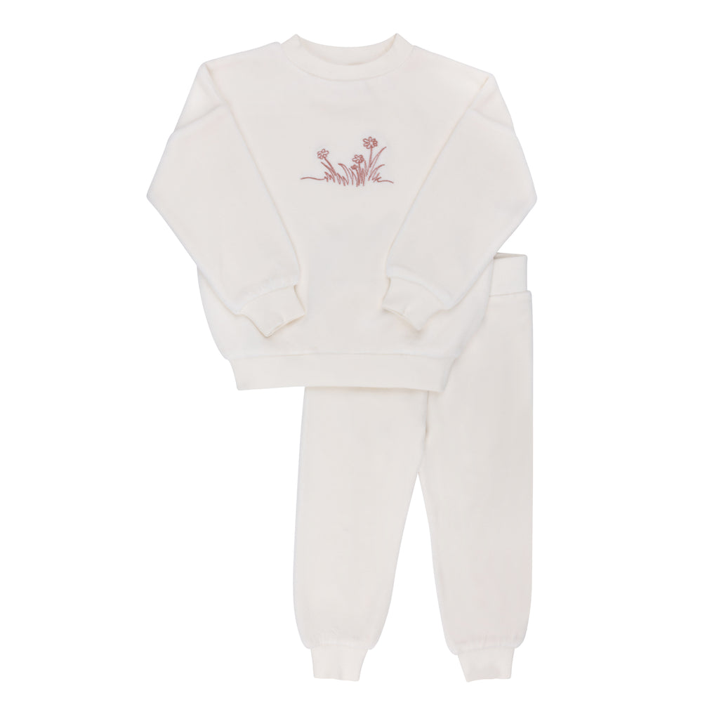 Ely's & co Velour Embroidered Flowers Lounge Set