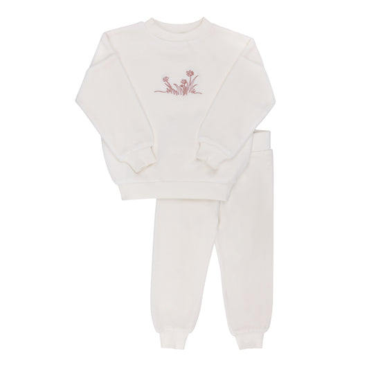 Ely's & co Velour Embroidered Flowers Lounge Set