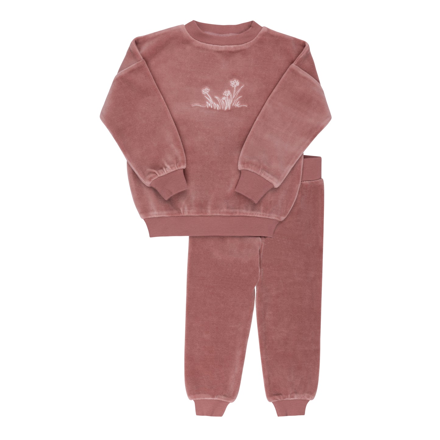 Ely's & co Velour Embroidered Flowers Lounge Set