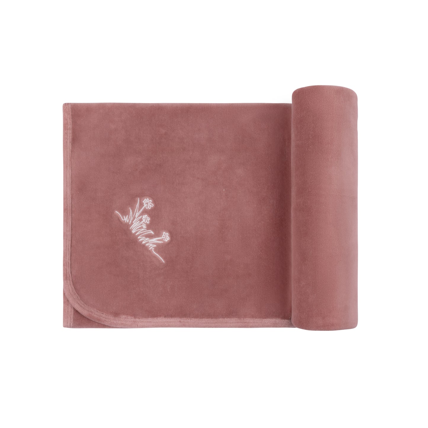 Ely's & co Velour Embroidered Flowers Blanket