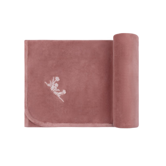 Ely's & co Velour Embroidered Flowers Blanket
