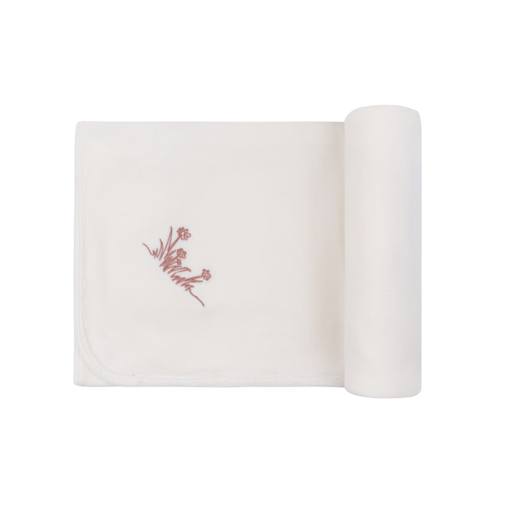 Ely's & co Velour Embroidered Flowers Blanket