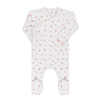 Velour Cluster Flower footie + Cotton Beanie