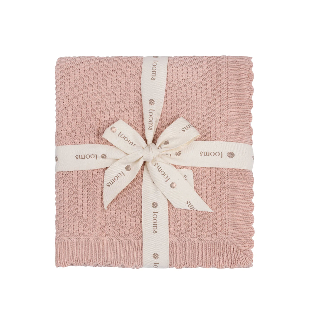 Moss Knit Pink Blanket