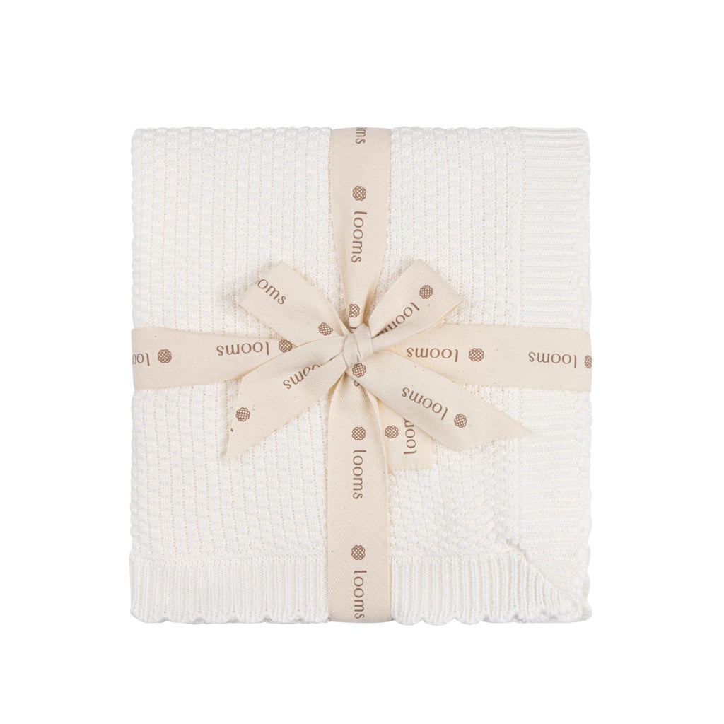 Moss Knit Ivory Blanket