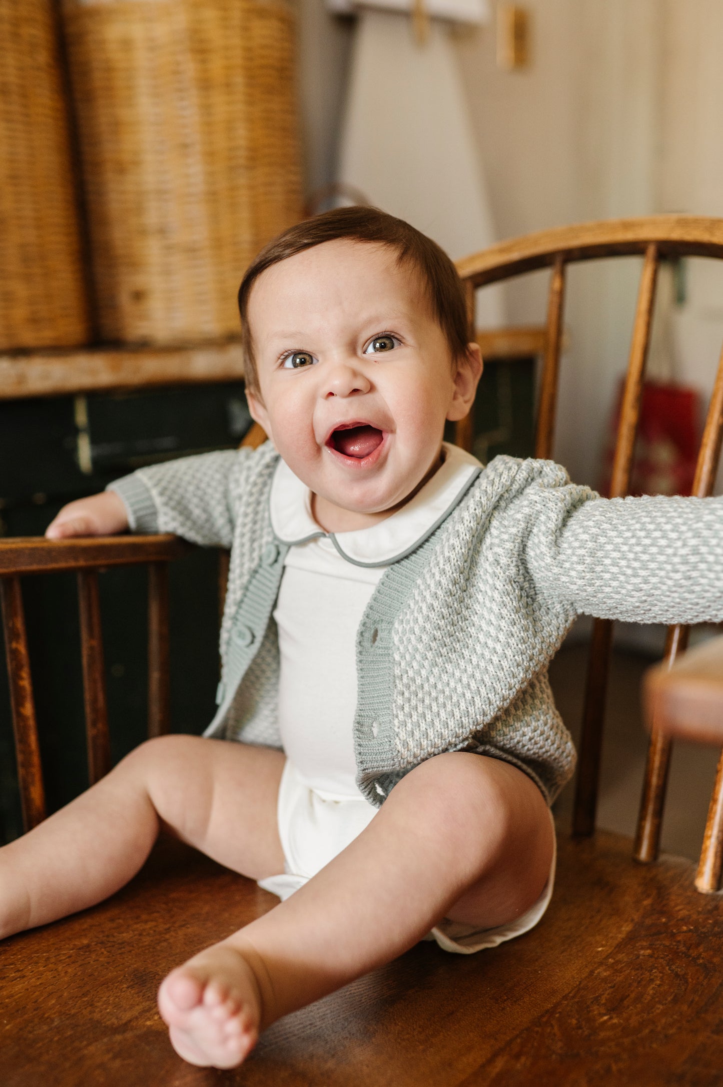 Ely's & co Bodysuit Cream Blue piping