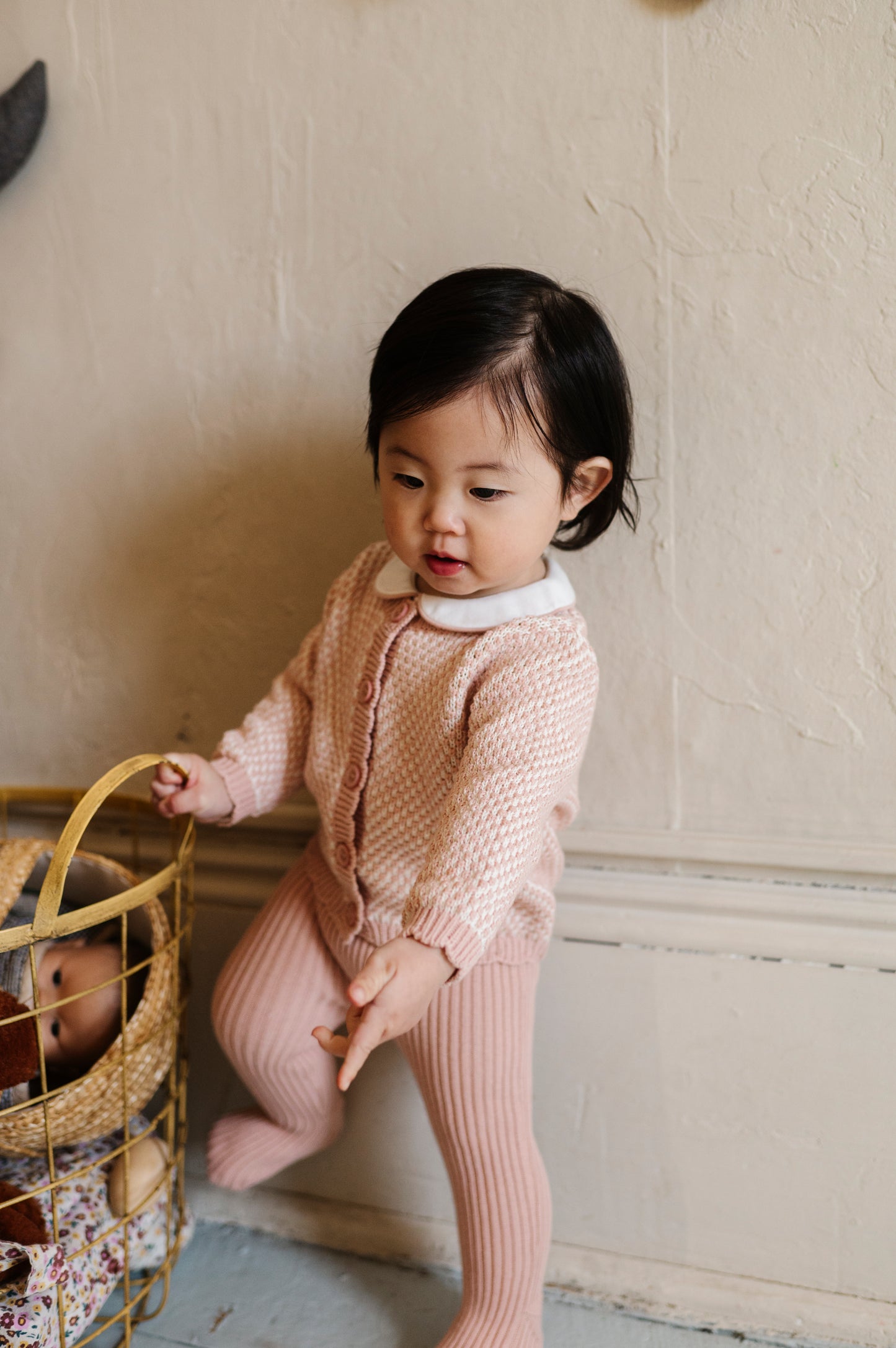Ely's & co Bubble Knit Mauve Cardigan