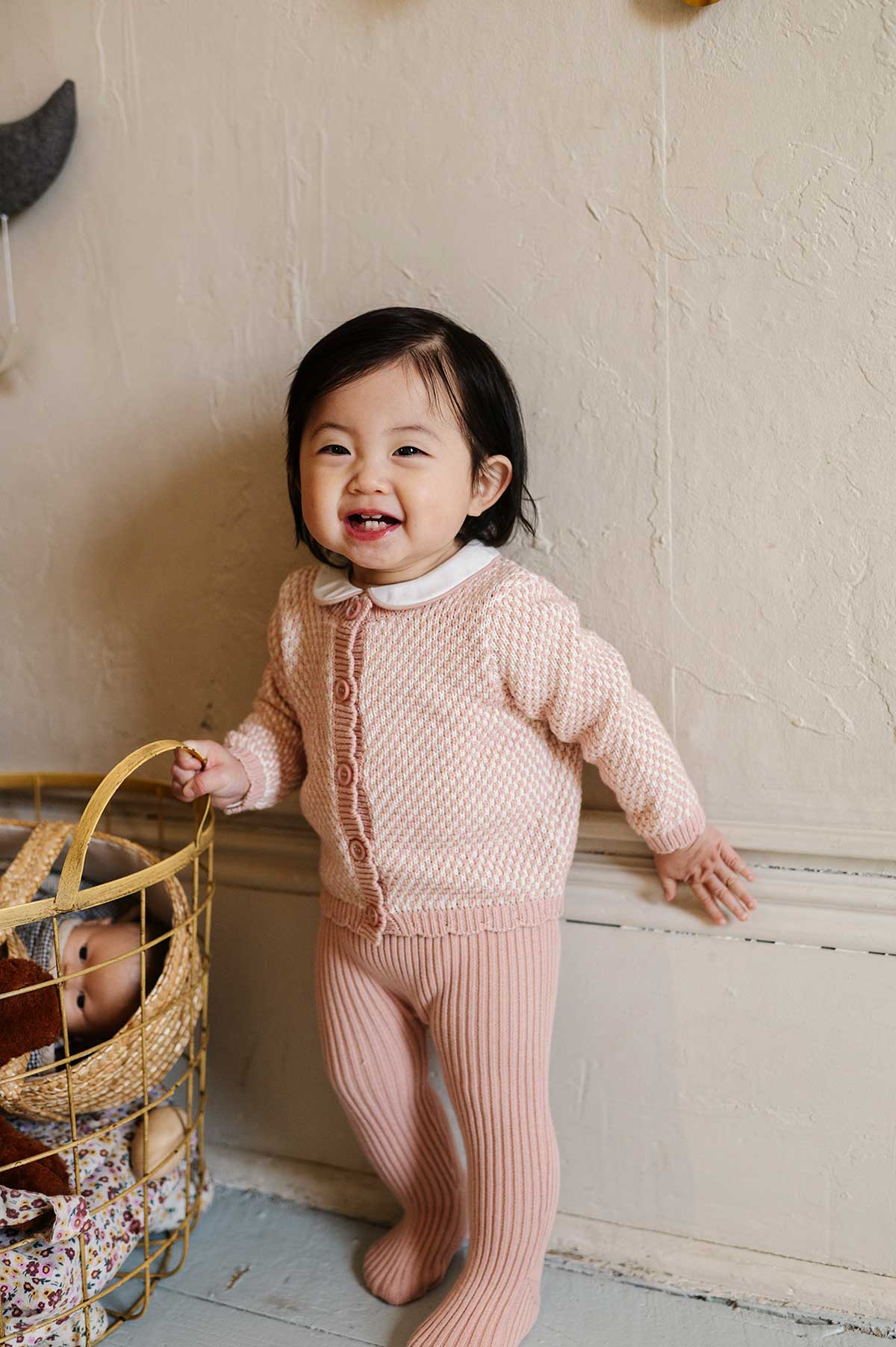 Ely's & co Bubble Knit Mauve Ribbed Overalls