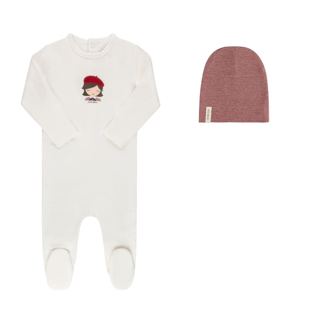 French Terry French Girl Footie + Beanie