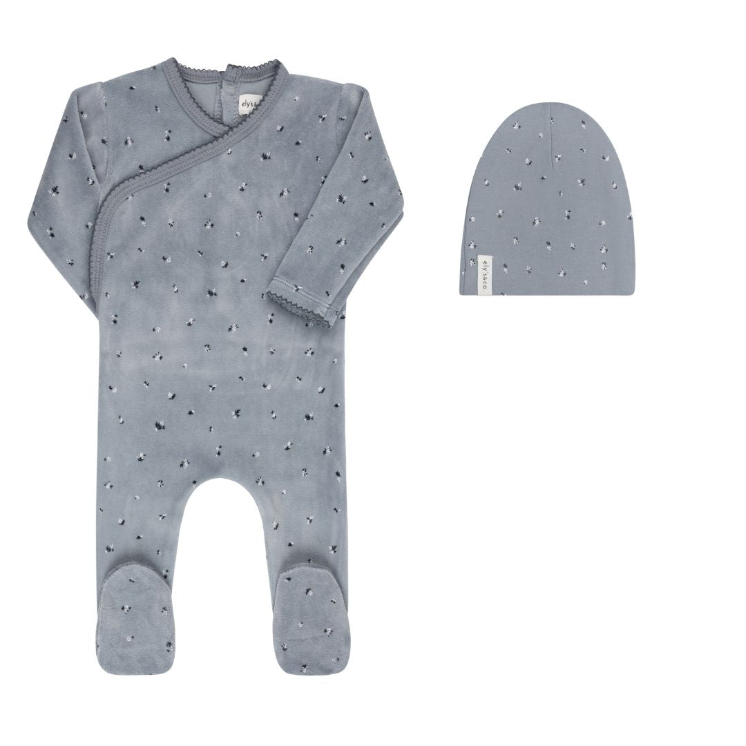 Velour Cluster Leaf footie + beanie