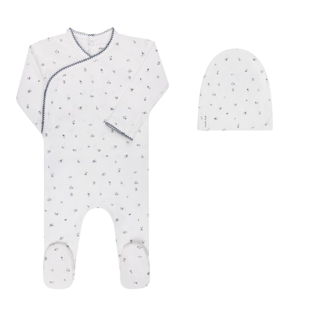 Velour Cluster Leaf footie + beanie