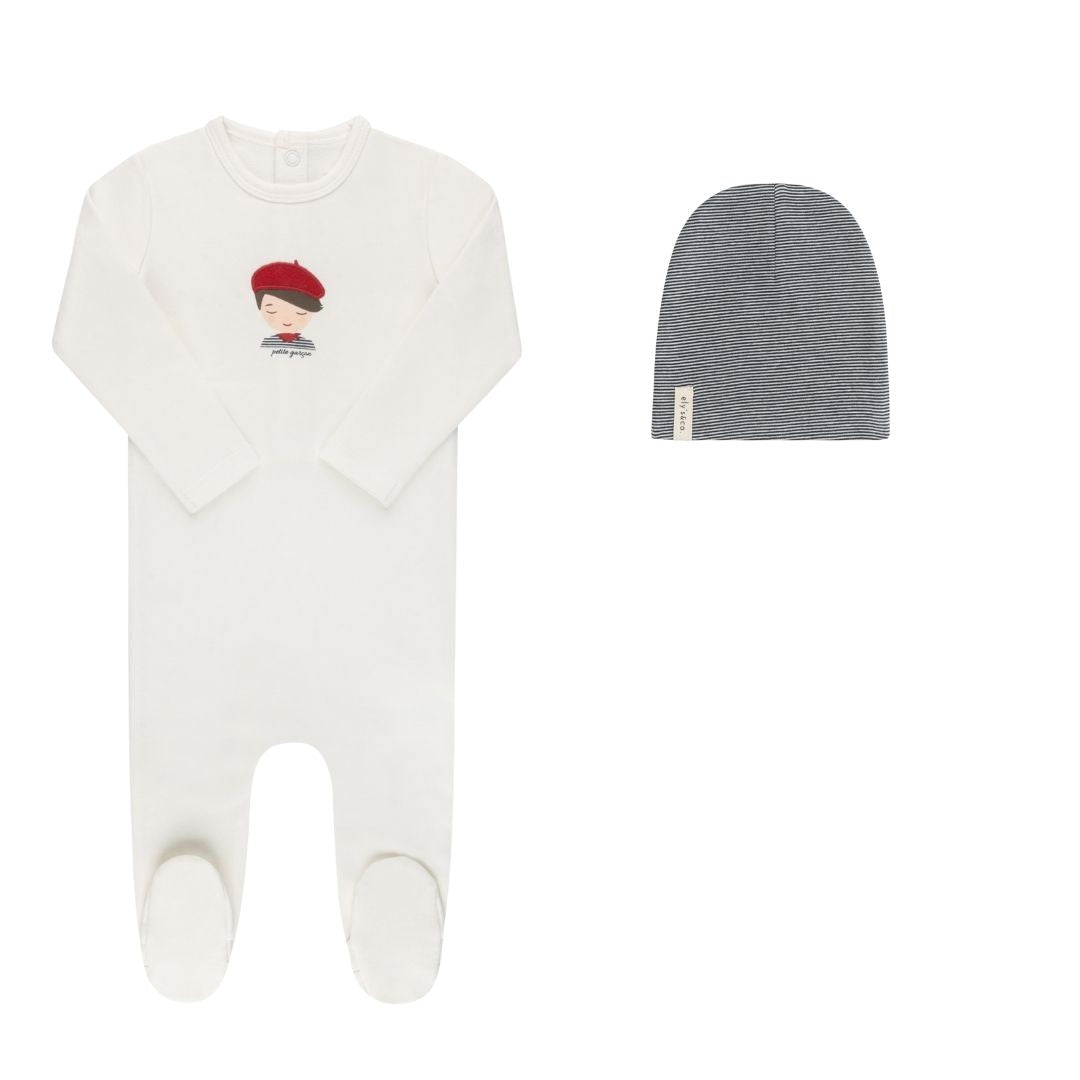 French Terry French Boy Footie + Beanie