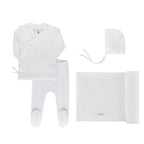 Squiggle Pointelle Boys 4 pc set Bris outfit (blanket + bonnet)