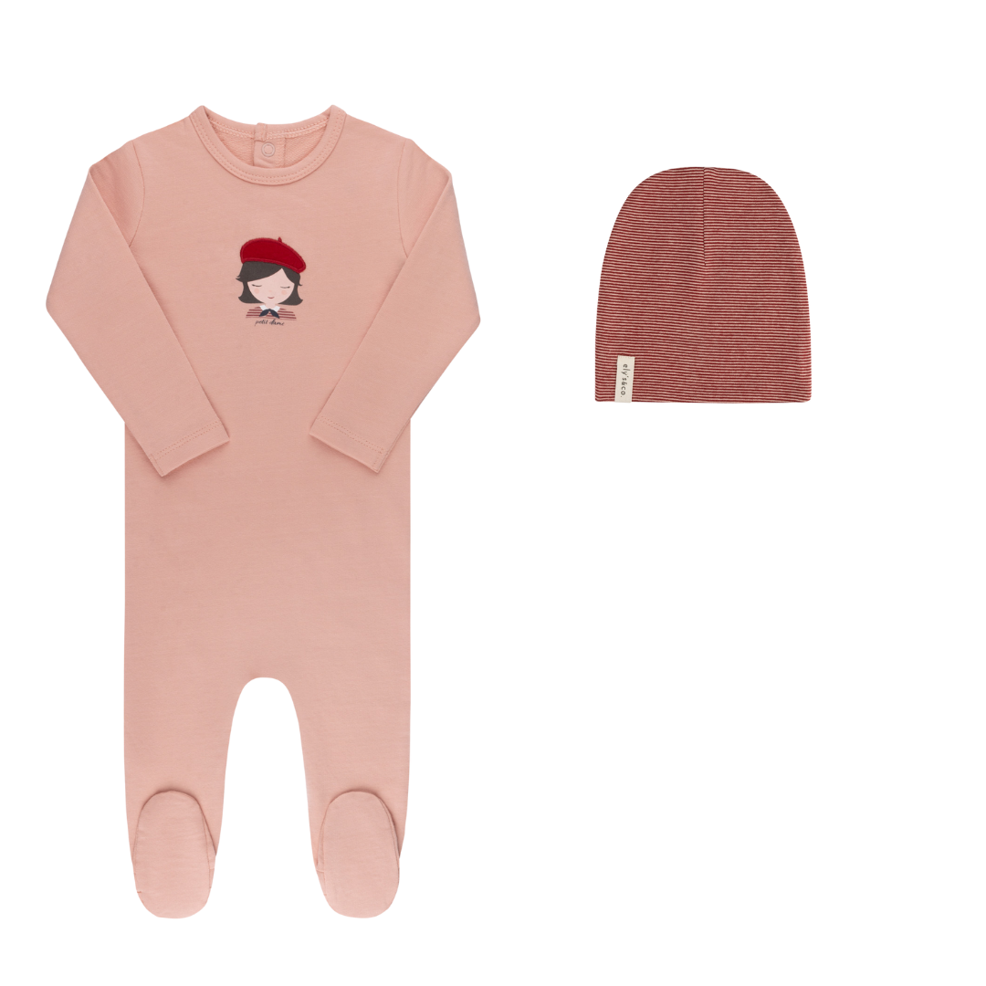 French Terry French Girl Footie + Beanie