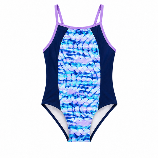 Speedo Wavy Print Girls One Piece